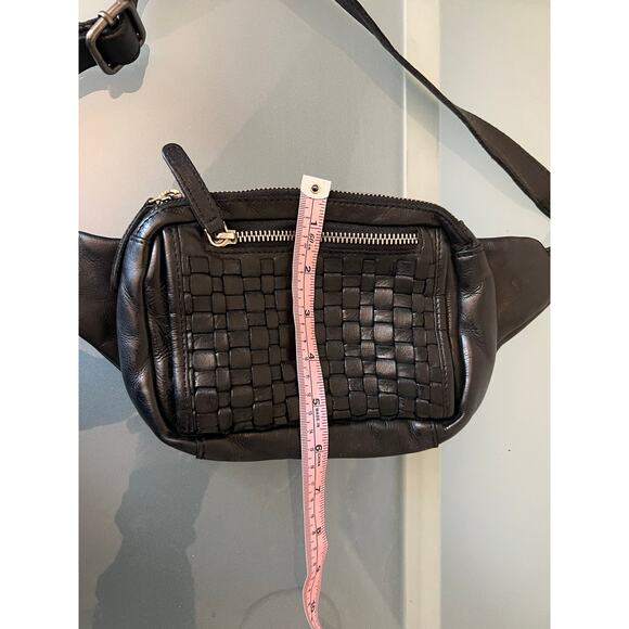 Vilenca Holland black woven leather fanny pack belt bag unisex bottega purse - Picture 6 of 6